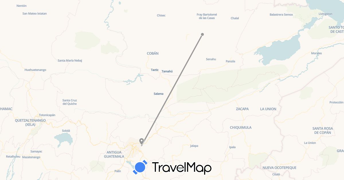 TravelMap itinerary: driving, plane in Guatemala (North America)